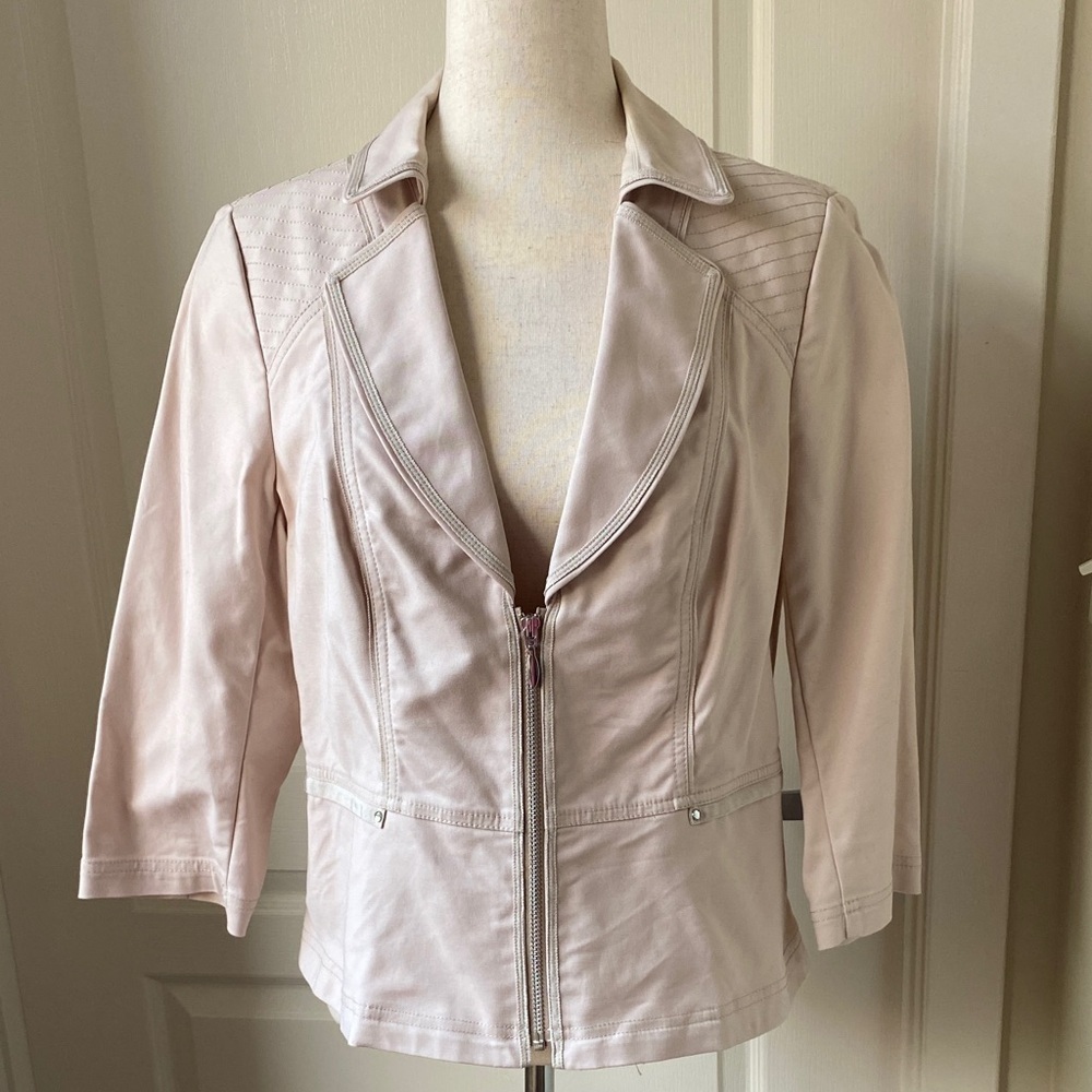 White House Black Market Light Pink Zip Blazer